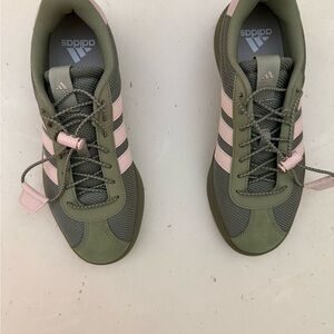 Adidas Women's Olive and Pink Sneakers